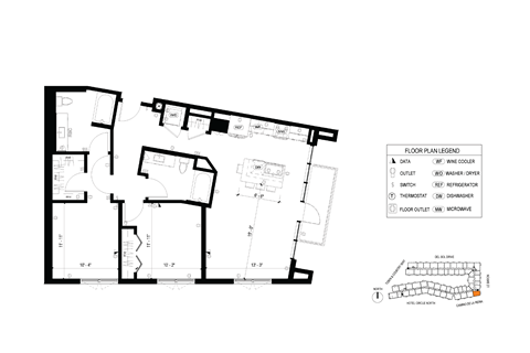 Floor plan for 2 beds, 2 baths, 1130 sqft